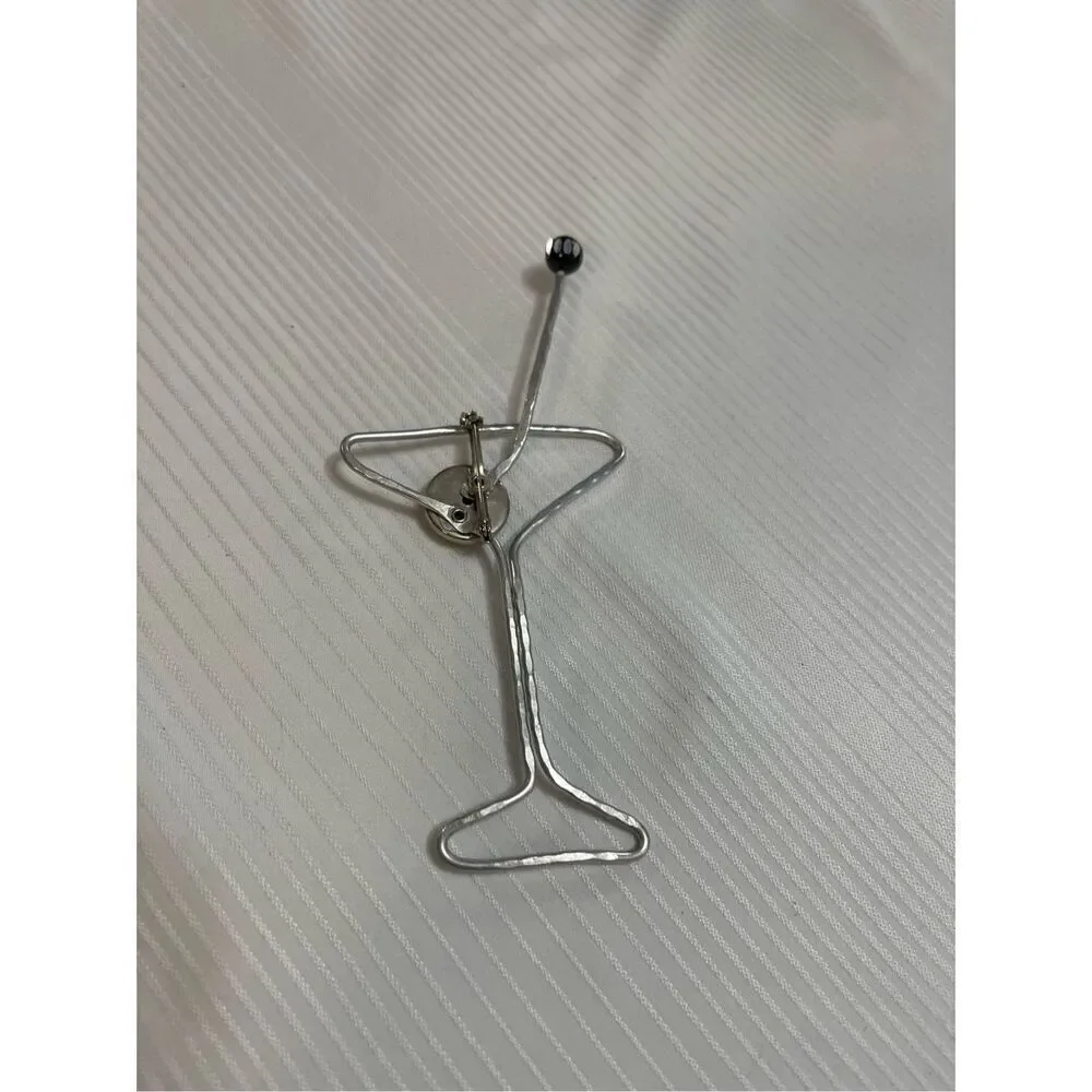 Vintage Martini With Olive Brooch RARE